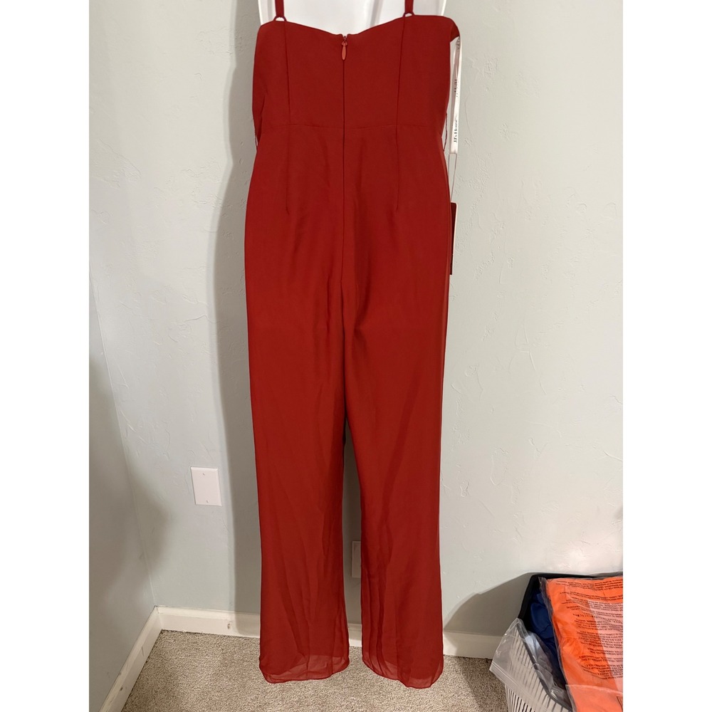 JJs House Vermilion Red Chiffon Wide Leg Jumpsuit NWT Size 6 Formal Wedding Prom